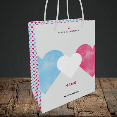 Picture of Joined Hearts (textured)(Without Photo), Valentine's Design, Small Portrait Gift Bag