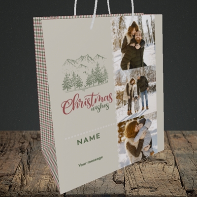 Picture of Winter Wishes, Christmas Design, Medium Portrait Gift Bag