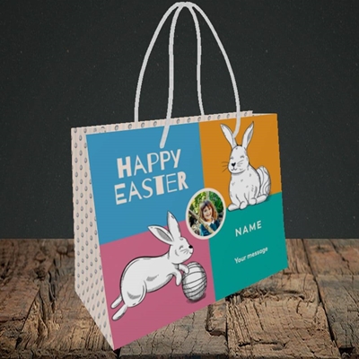 Picture of 4 Colour Bunnies,  Easter Design, Small Landscape Gift Bag