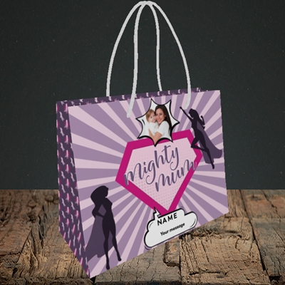 Picture of Mighty Mum, Mother's Day Design, Small Landscape Gift Bag