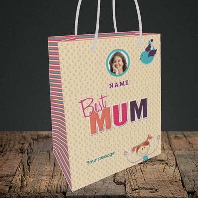 Picture of Best Mum, Small Portrait Gift Bag