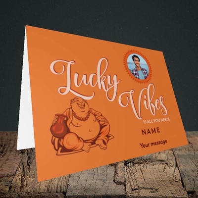 Picture of Lucky Vibes, Good Luck Design, Landscape Greetings Card