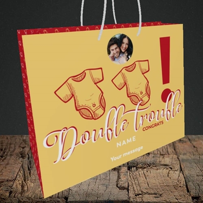Picture of Double Trouble, New Baby Design, Medium Landscape Gift Bag