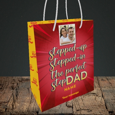 Picture of Stepped Up, Father's Day Design, Small Portrait Gift Bag