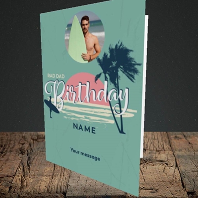 Picture of Rad Dad Surf, Birthday Design, Portrait Greetings Card