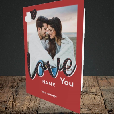 Picture of Love You, Valentine's Design, Portrait Greetings Card