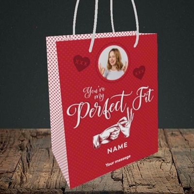 Picture of Perfect Fit, Valentine's Design, Small Portrait Gift Bag