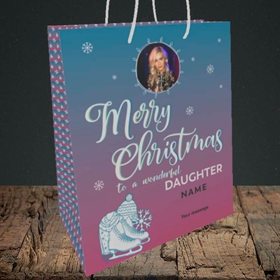 Picture of Wonderful Daughter, Christmas Design, Medium Portrait Gift Bag