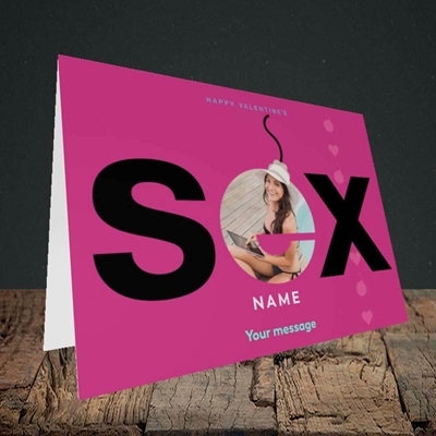 Picture of Sex Bomb - Pink, Valentine's Design, Landscape Greetings Card