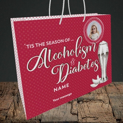 Picture of Alcoholism & Diabetes, Christmas Design, Medium Landscape Gift Bag