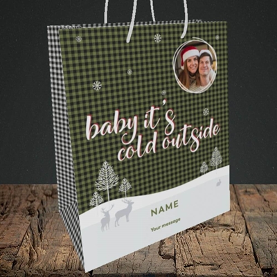 Picture of Cold Outside, Christmas Design, Medium Portrait Gift Bag