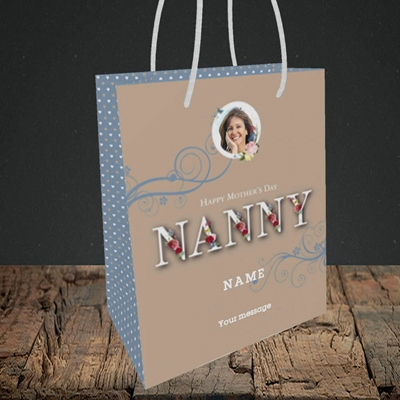 Picture of Nanny Floral Letters, Mother's Day Design, Small Portrait Gift Bag