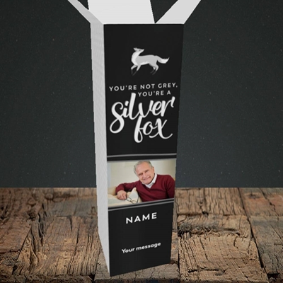Picture of Silver Fox, Birthday Design, Upright Bottle Box