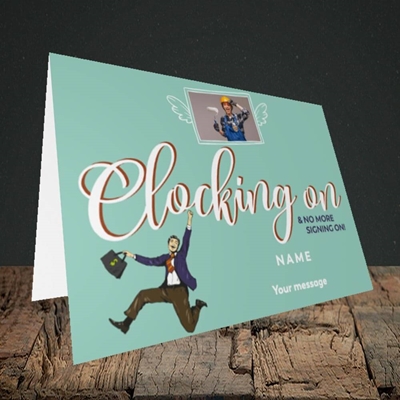 Picture of Clocking On, New Job Design, Landscape Greetings Card
