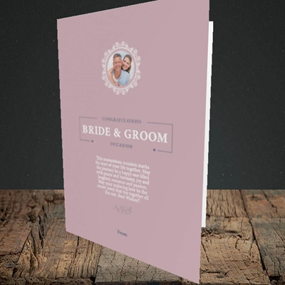 Picture of Traditional Foliage Pink B&G, Wedding Design, Portrait Greetings Card