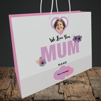 Picture of We Love Mum, Mother's Day Design, Medium Landscape Gift Bag