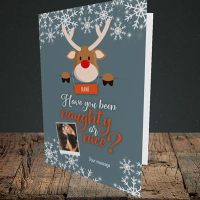 Picture of Naughty, Christmas Design, Portrait Greetings Card