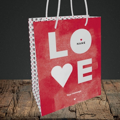 Picture of Love Type (stacked) (without Photo), Valentine's Design, Small Portrait Gift Bag
