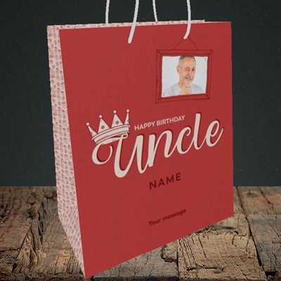 Picture of Uncle (Crown), Birthday Design, Medium Portrait Gift Bag