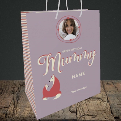 Picture of Foxes Mummy, Birthday Design, Medium Portrait Gift Bag
