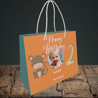 Picture of Little Monkey's 2nd, Birthday Design, Small Landscape Gift Bag