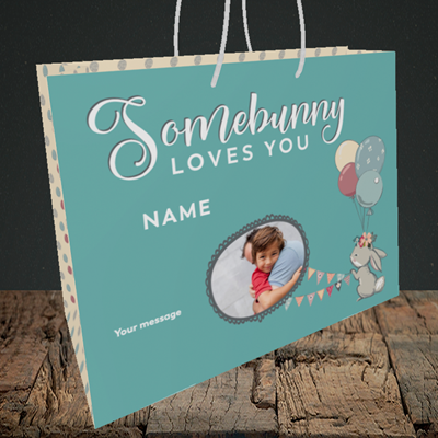 Picture of Somebunny Loves You, Easter Design, Medium Landscape Gift Bag