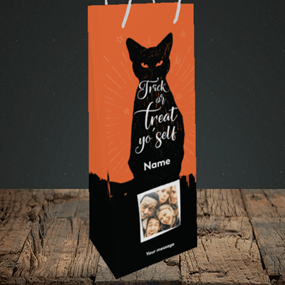 Picture of Cat, Halloween Design, Bottle Bag