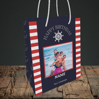 Picture of Nautical, Birthday Design, Small Portrait Gift Bag