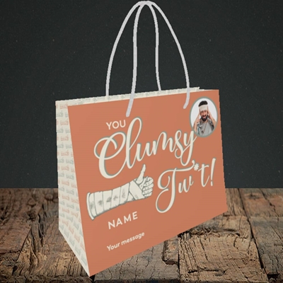 Picture of Clumsy Tw*t, Get Well Soon Design, Small Landscape Gift Bag