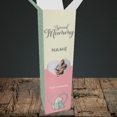 Picture of Mummy Cat, Mother's Day Design, Upright Bottle Box