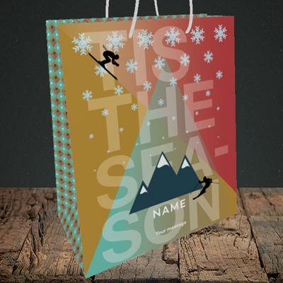 Picture of Tis The Skier(Without Photo), Christmas Design, Medium Portrait Gift Bag