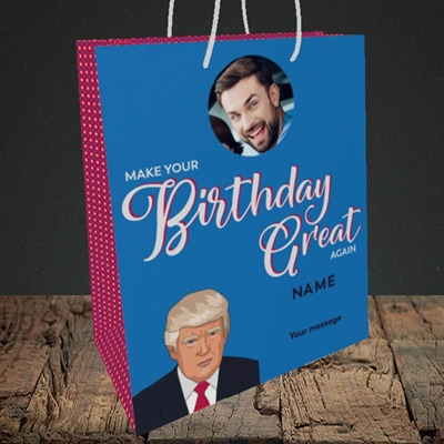 Picture of A Trump Birthday, Birthday Design, Medium Portrait Gift Bag