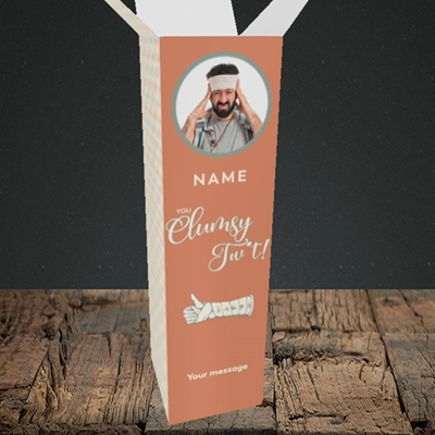 Picture of Clumsy Tw*t, Get Well Soon Design, Upright Bottle Box