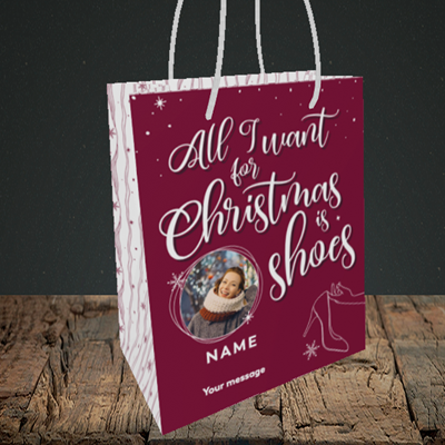 Picture of Christmas Shoes, Christmas Design, Small Portrait Gift Bag