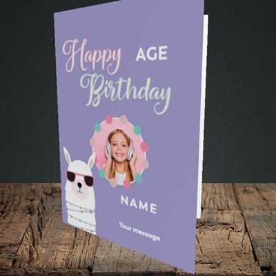 Picture of Cool Lama, Birthday Design, Portrait Greetings Card