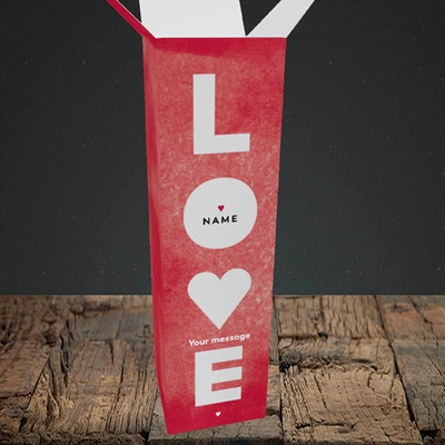 Picture of Love Type (stacked) (Without Photo), Valentine's Design, Upright Bottle Box