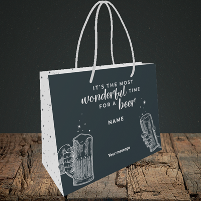 Picture of Time for a Beer, (Without Photo) Christmas Design, Small Landscape Gift Bag