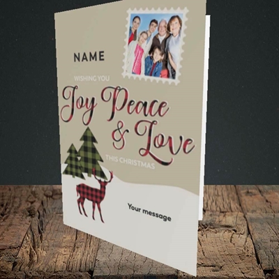 Picture of Joy Peace & Love, Christmas Design, Portrait Greetings Card