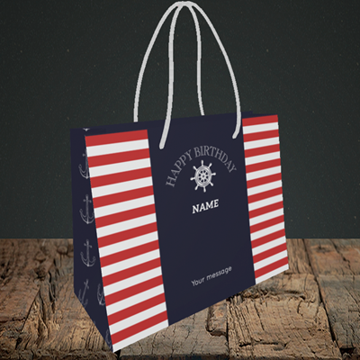 Picture of Nautical, (Without Photo) Birthday Design, Small Landscape Gift Bag