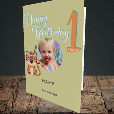 Picture of Tiger's 1st, Birthday Design, Portrait Greetings Card