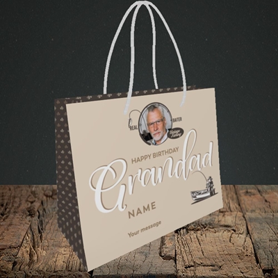Picture of Grandad Fishing, Birthday Design, Small Landscape Gift Bag
