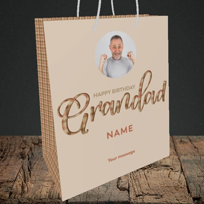 Picture of Grandad, Birthday Design, Medium Portrait Gift Bag