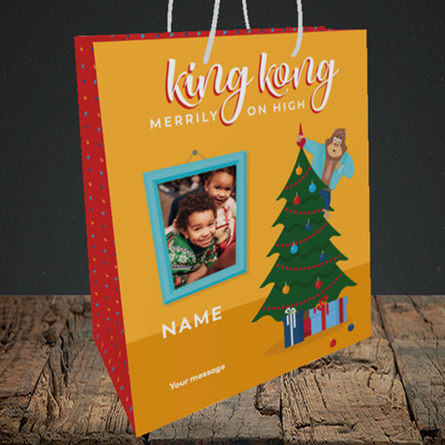 Picture of King Kong, Christmas Design, Medium Portrait Gift Bag