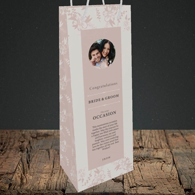 Picture of Floral Strip Edges - Beige To Pink B&G, Wedding Design, Bottle Bag