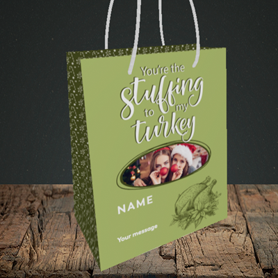 Picture of Stuffing To My Turkey, Christmas Design, Small Portrait Gift Bag