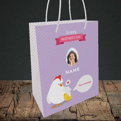 Picture of Hen & Chick, Mother's Day Design, Small Portrait Gift Bag