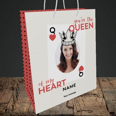 Picture of Queen Of My Heart, Valentine's Design, Medium Portrait Gift Bag