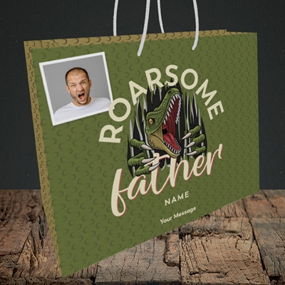 Picture of Roarsome Father, Father's Day Design, Medium Landscape Gift Bag