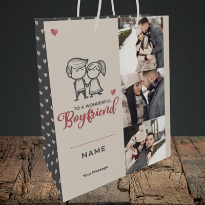 Picture of Wonderful Boyfriend, Valentine's Design, Medium Portrait Gift Bag