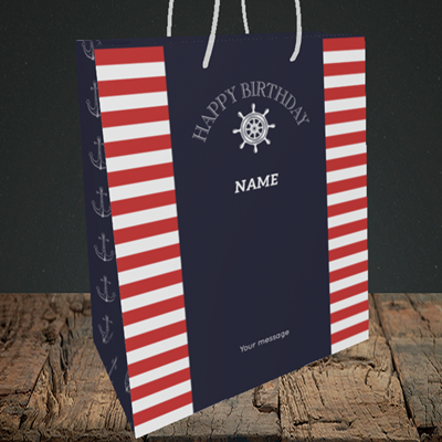 Picture of Nautical, (Without Photo) Birthday Design, Medium Portrait Gift Bag